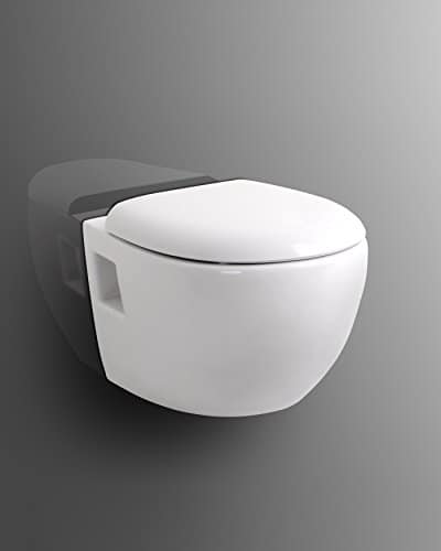 Wand WC weiß + WC Sitz / Deckel mit Soft Close + Quick Release / Spülrand geschlossen / Nanobeschichtung