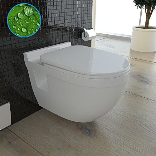 Weiss Wand Hänge WC / Keramik / Tiefspüler / Design WC-Sitz / inkl. Soft-Close Funktion / Bad / Toilette