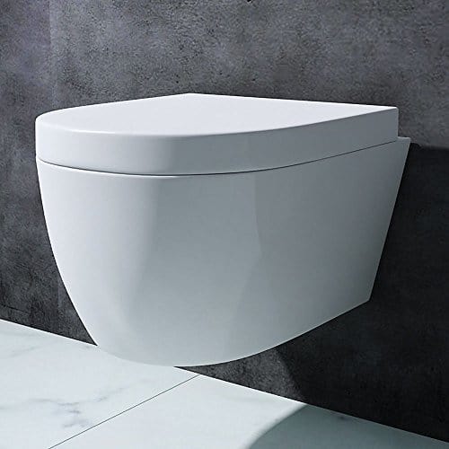 BTH: 35,5x48x25 cmDesign Hänge-WC Aachen106, aus weißer Keramik, Toilettensitz mit Absenkautomatik