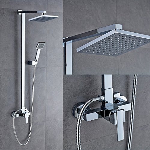 Auralum Design Überkopf-Brauseset rain Duschsystem Duschstange mit Brausethermostat