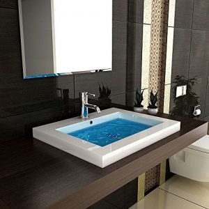 Modern Badezimmer Hochglanz Waschbecken Handwaschbecken aus Mineralguss 60 cm Breit Gäste WC